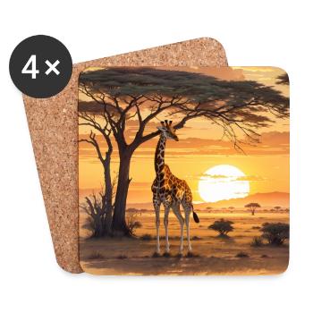 GIRAFFE AT SUNSET - Coasters (set of 4) - white - Front