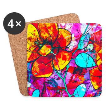 Pigmented Flowers Yellow Jessamine/Red 2023/2024 - Coasters (set of 4) - white - Front