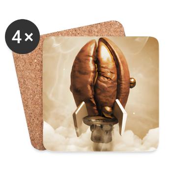 Launch your day with a Coffee Bean Coffee! - Coasters (set of 4) - white - Front