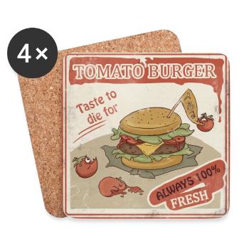 Tomato Burger Vintage - Untersetzer (4er-Set) - Weiß - Vorne