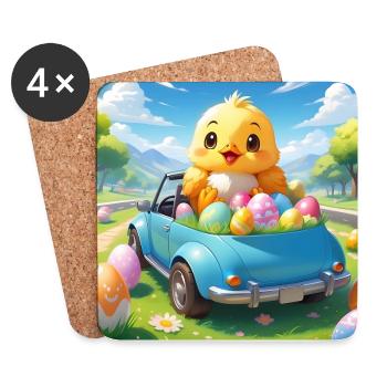 CHICK SITTING IN CAR - Coasters (set of 4) - white - Front