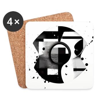 Abstract Monochrome Art, Modern Graphic Design - Coasters (set of 4) - white - Front