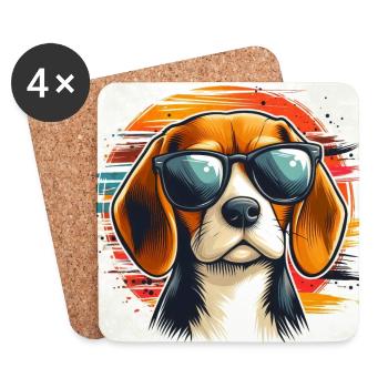Beagle Art - Coasters (set of 4) - white - Front