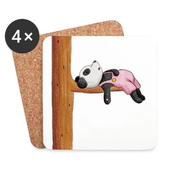 Panda fatigué - Dessous de verre (lot de 4) - blanc - Devant