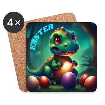 Dinosaurier Rote Augen Ostereier - Untersetzer (4er-Set) - Weiß - Vorne