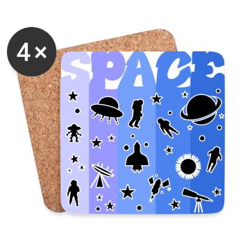 Space, Astronaut, Space, Space - Coasters (set of 4) - white - Front