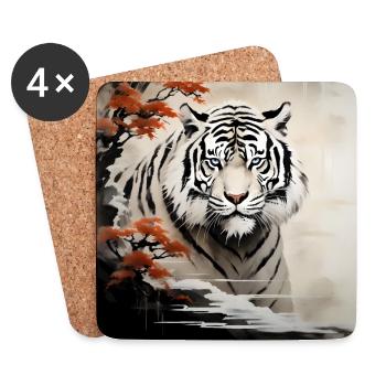Bai Hu the White Tiger - Coasters (set of 4) - white - Front