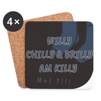 Willy Chilly & Brilly am Killy | Mal 7!!! - Untersetzer (4er-Set) - Weiß - Vorne