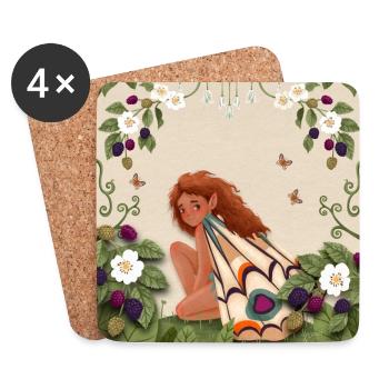 Little elf in the blackberry bush - Coasters (set of 4) - white - Front