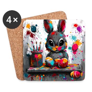 Atelier du lapin de Pâques - Dessous de verre (lot de 4) - blanc - Devant