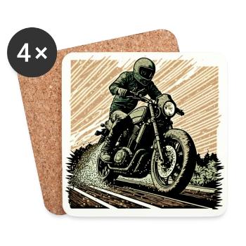 Caferacer grün orange - Untersetzer (4er-Set) - Weiß - Vorne