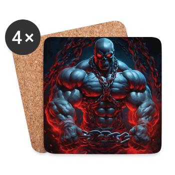 Monsterskull Bodybuilder Ketten Motivationsdesign - Untersetzer (4er-Set) - Weiß - Vorne