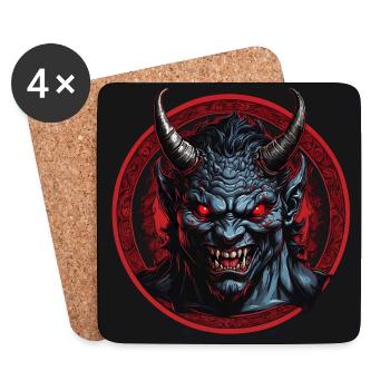 Diable aux yeux rougeoyants - Dessous de verre (lot de 4) - blanc - Devant