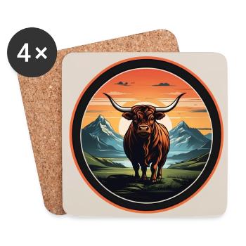 Schottisches Hochlandrind Highlands - Untersetzer (4er-Set) - Weiß - Vorne
