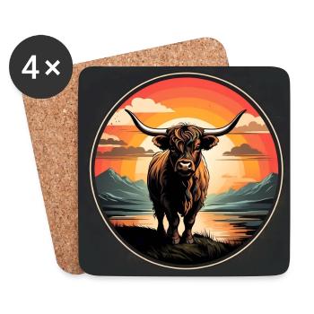 Schottisches Hochlandrind Highlands - Untersetzer (4er-Set) - Weiß - Vorne