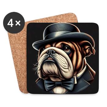 English Bulldog The Mobster - Coasters (set of 4) - white - Front