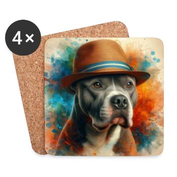 Pitbull Splash Art - Dessous de verre (lot de 4) - blanc - Devant