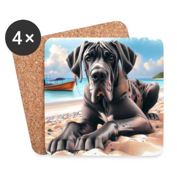 Great Dane On The Beach - Coasters (set of 4) - white - Front