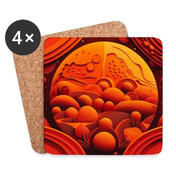 Rote Landschaft - Untersetzer (4er-Set) - Weiß - Vorne