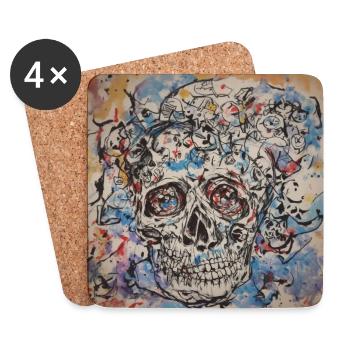 abstrakt skull Design by Benjamin Iddouche - Untersetzer (4er-Set) - Weiß - Vorne