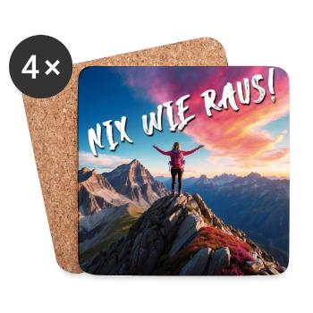 Nix wie raus Outdoor, Wandern, Bergsteigen - Untersetzer (4er-Set) - Weiß - Vorne