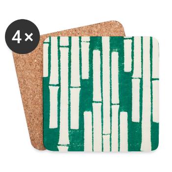 Colorful Japanese Woodblock Print Pattern Design - Coasters (set of 4) - white - Front