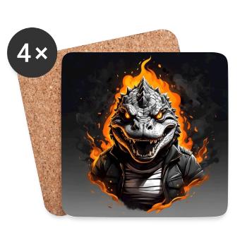 Angry crocodile alligator with glowing eyes - Coasters (set of 4) - white - Front