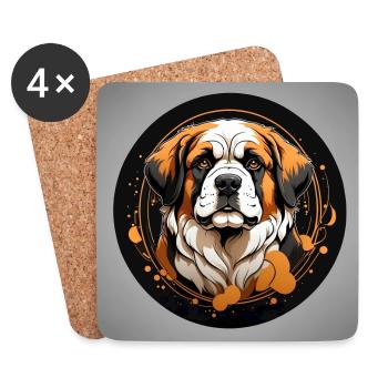 St. Bernard portrait in a circle - Coasters (set of 4) - white - Front