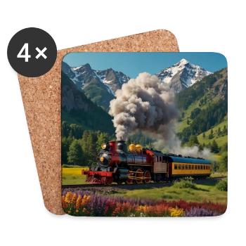 Nostalgische qualmende Dampflokomotive - Untersetzer (4er-Set) - Weiß - Vorne