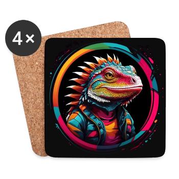 Cool lizard monitor lizard bearded dragon - Coasters (set of 4) - white - Front