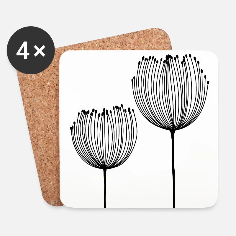 Floral Duo - Untersetzer (4er-Set) - Weiß