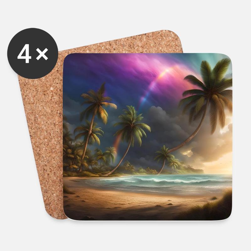 Mystic Palm Beach - Untersetzer (4er-Set) - Weiß