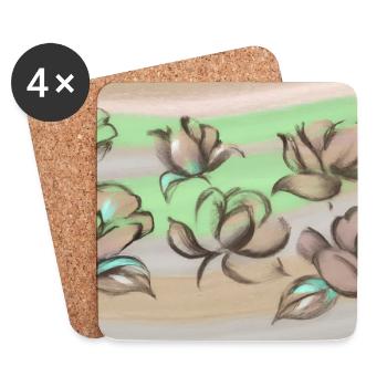 Creative Floral Patterns/Brown/Green/Pink2023/2024 - Coasters (set of 4) - white - Front