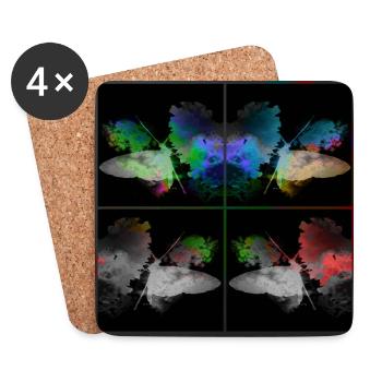 Papillons 4 fois colorés - Dessous de verre (lot de 4) - blanc - Devant