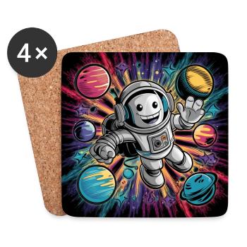 Small robot as an astronaut in space - Coasters (set of 4) - white - Front