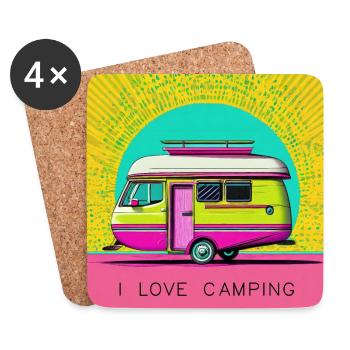 I love camping - Coasters (set of 4) - white - Front