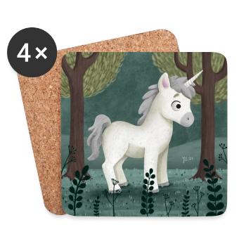 Illustration de licorne - Dessous de verre (lot de 4) - blanc - Devant