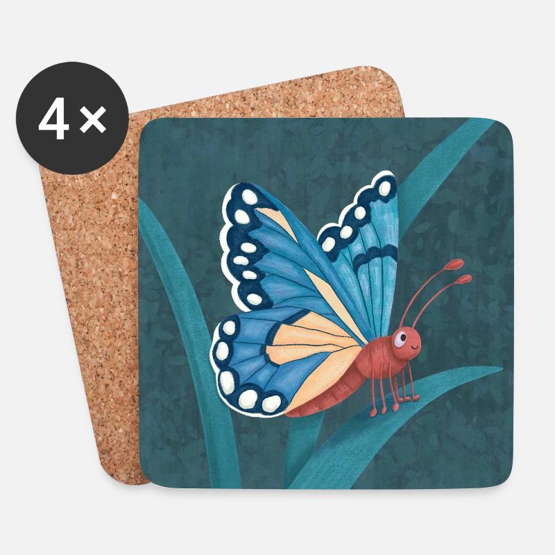 Papillon - Dessous de verre (lot de 4) - blanc
