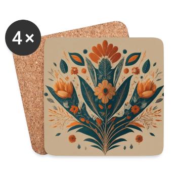 William Morris Art Ornamental Flowers Design - Untersetzer (4er-Set) - Weiß - Vorne