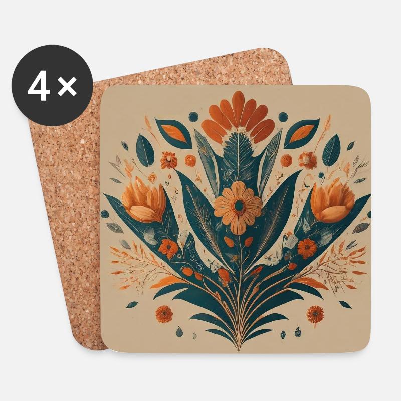 William Morris Art Ornamental Flowers Design - Untersetzer (4er-Set) - Weiß