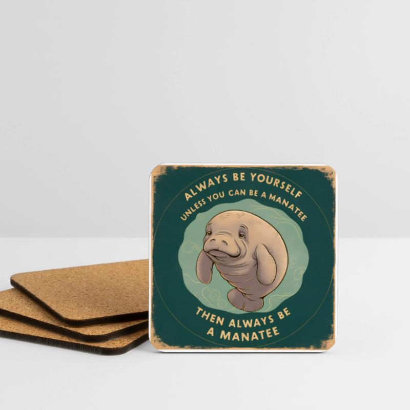 Sei Du selbst oder sei ein Manatee Lebensweisheit Untersetzer (4er-Set)