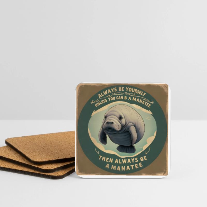 Sei Du selbst oder sei ein Manatee Lebensweisheit Untersetzer (4er-Set)