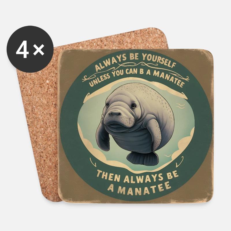 Sei Du selbst oder sei ein Manatee Lebensweisheit - Untersetzer (4er-Set) - Weiß