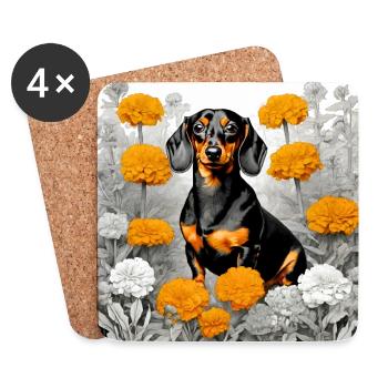 Dackel Dachshund Geschenk Kurzhaardackel Hundemama - Untersetzer (4er-Set) - Weiß - Vorne