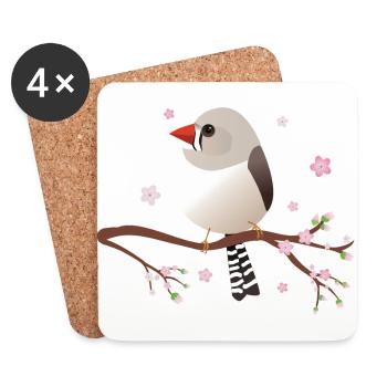 Cute bulbous zebra finch - Coasters (set of 4) - white - Front