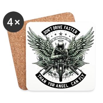 Don't drive faster than your angel can fly - Coasters (set of 4) - white - Front
