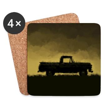 Pickup Truck Silhouette am Horizont - Untersetzer (4er-Set) - Weiß - Vorne