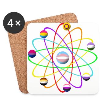 LGTBIQ+ Atom - Untersetzer (4er-Set) - Weiß - Vorne