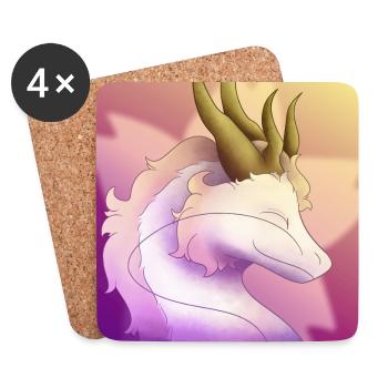 Fluffy Pink Dragon - Coasters (set of 4) - white - Front