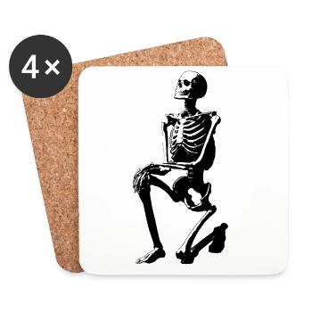 Kneeling Skeleton - Tarot Death-inspired - Coasters (set of 4) - white - Front